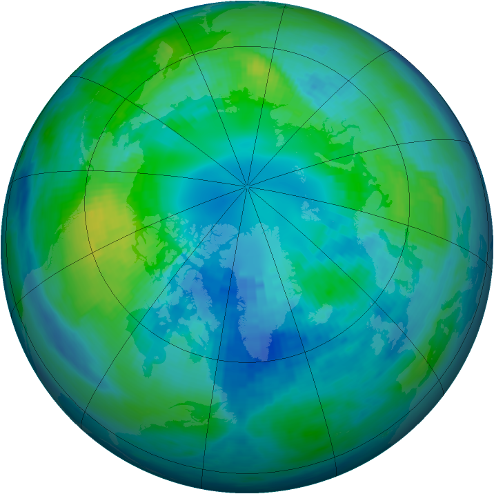 Arctic ozone map for 13 October 1992